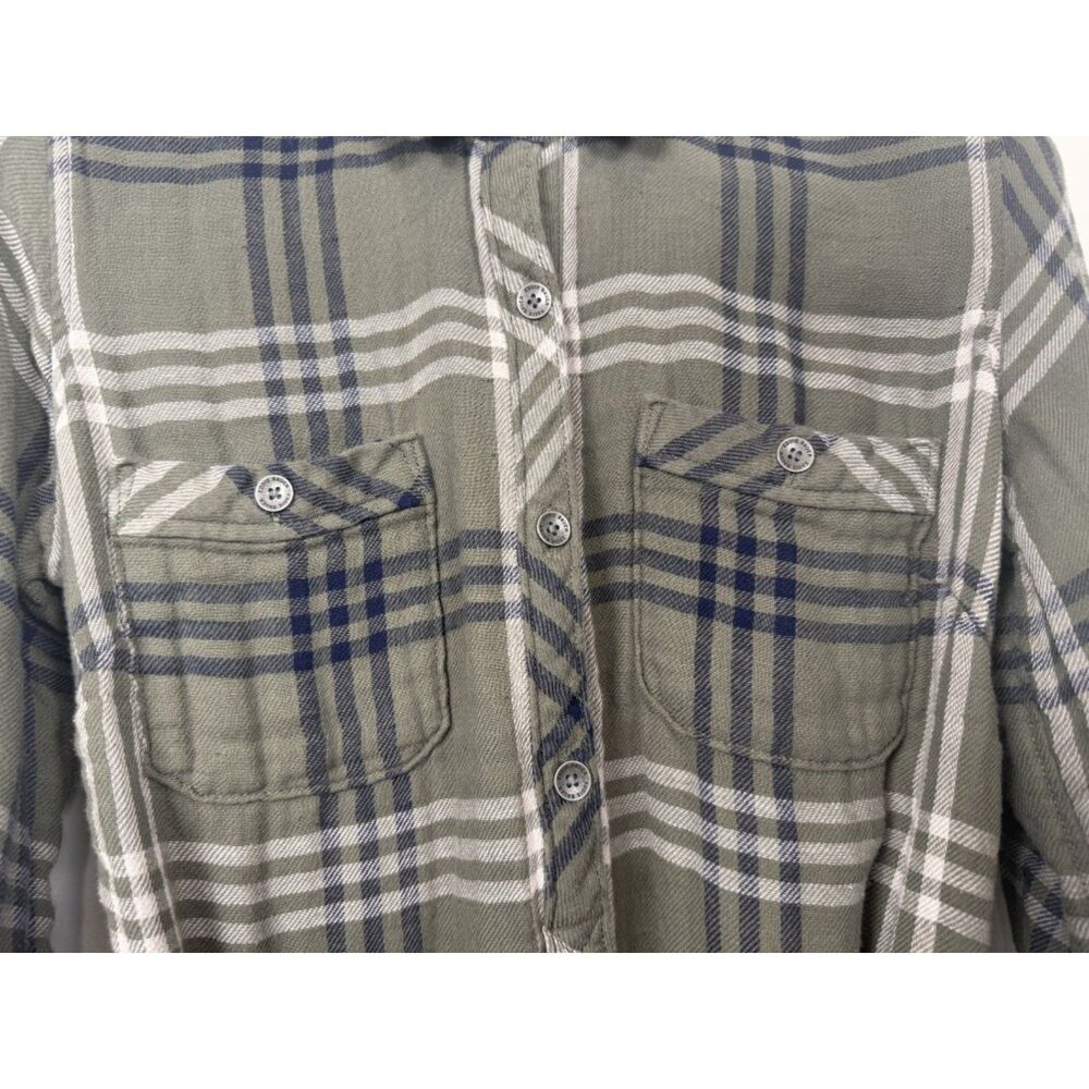 Vintage Eddie Bauer Olive Green, Navy, and White Plaid Shirt Dress - Picture 8 of 16